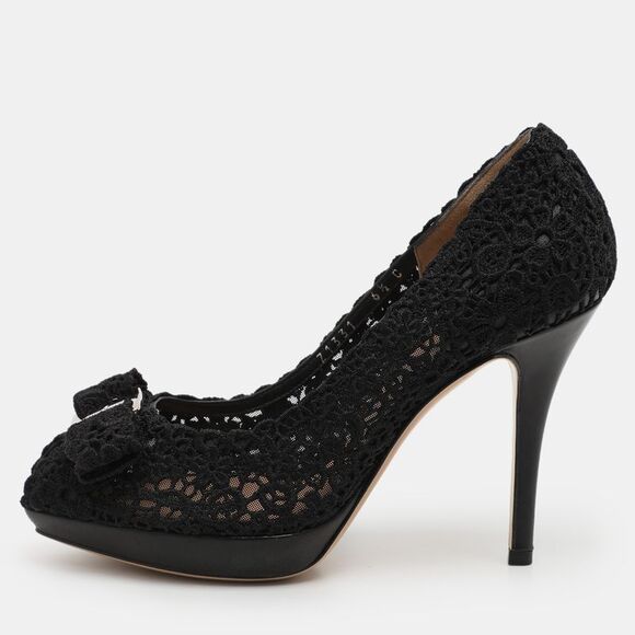 Salvatore Ferragamo Black Lace Vara Bow Pumps Size 37,New Products : American Fashion Style Bags On Sale